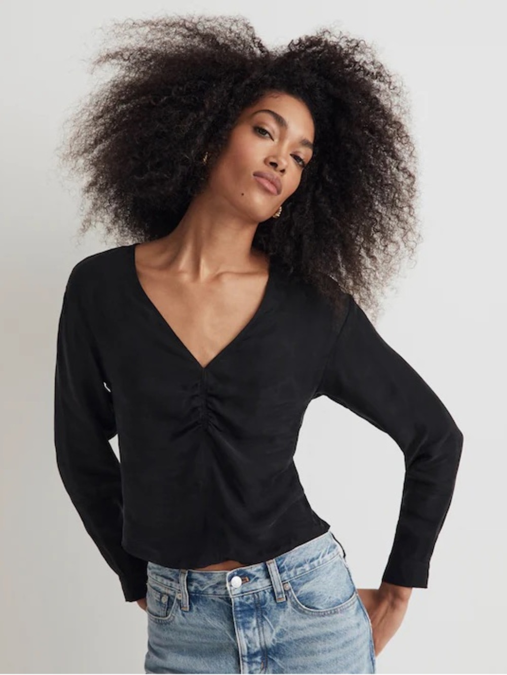 Madewell Brushed Ruched-Front Top